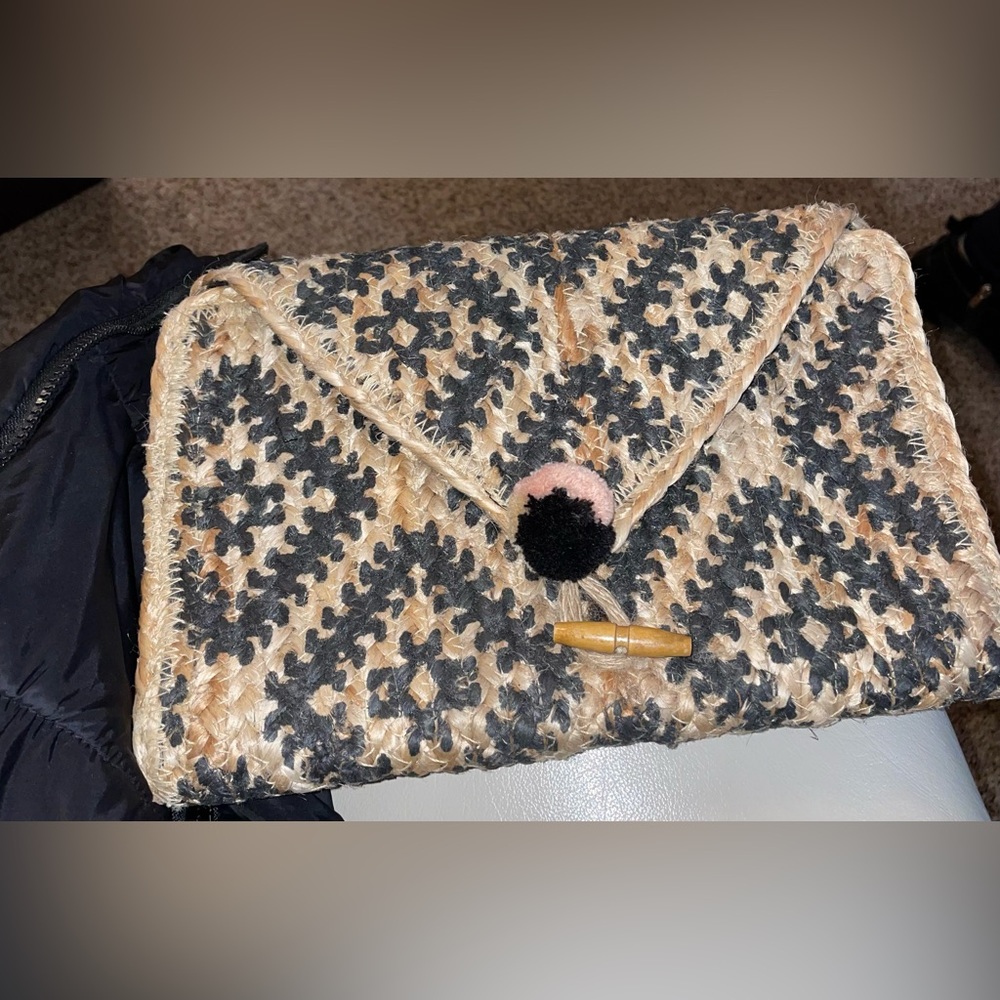 America & Beyond boho woven envelope clutch